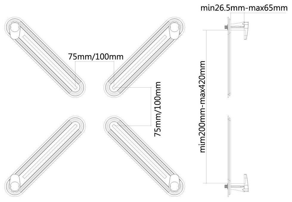 Neomounts  FPMA-VESANON / VESA Adaptér / monitor bez VESA (Apple MAC) 10-27"/ na VESA (75x75, 100x100) mm / černý