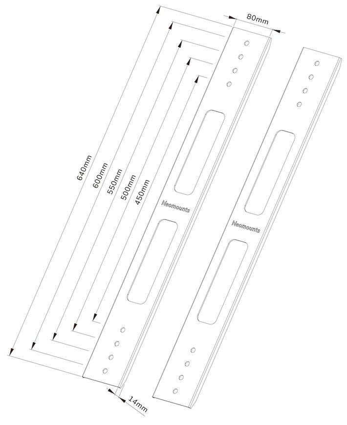 Neomounts  AWL-250BL16 / VESA Adaptér 2ks / VESA 400 mm na VESA (450, 500, 550, 600) mm / černý
