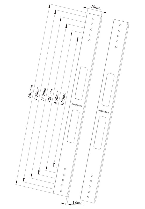Neomounts  AWL-250BL18 / VESA Adaptér 2ks / VESA 400 mm na VESA (600, 650, 700, 750, 800) mm / černý