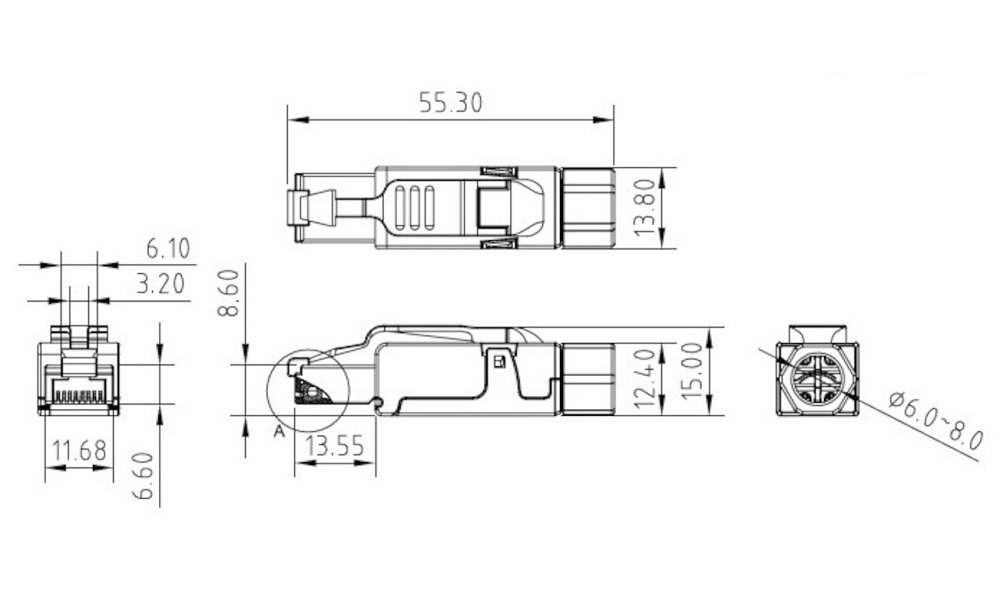 Solarix Konektor MPTL univerzální RJ45 CAT6 STP samořezný SXRJ45-6-STP-BK-SA
