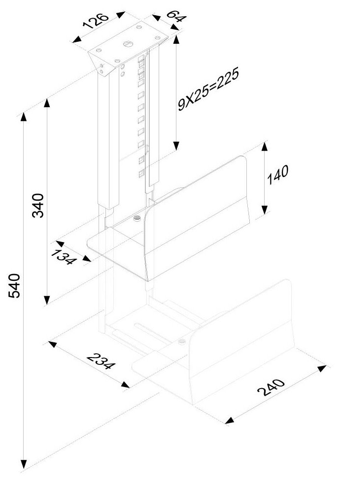 Neomounts  CPU-D200SILVER / CPU Holder (height PC: 39-54 cm / width PC: 13-23 cm) / Silver