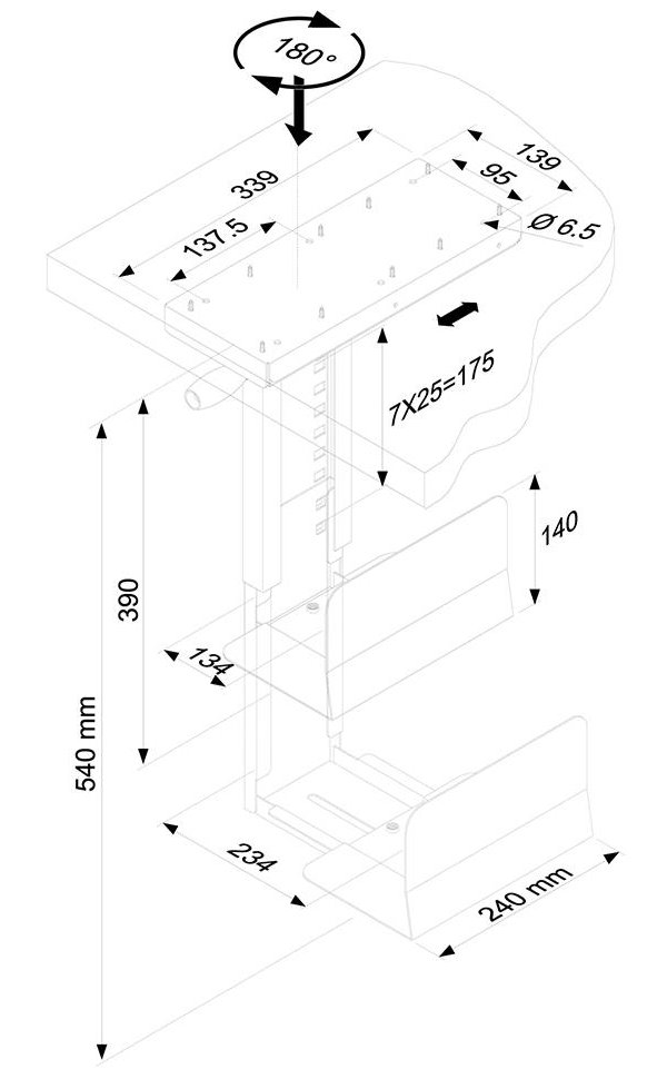 Neomounts  CPU-D250BLACK / CPU Holder (height PC: 39-54 cm / width PC: 13-23 cm) / Black