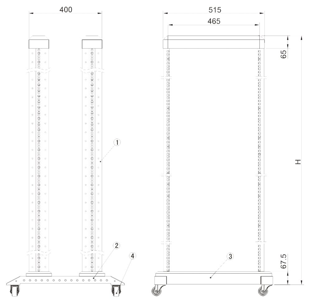 XtendLan 42U, otevřený rám dvojítý, šířka 600mm