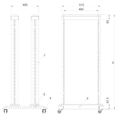 XtendLan 42U, otevřený rám dvojítý, šířka 600mm
