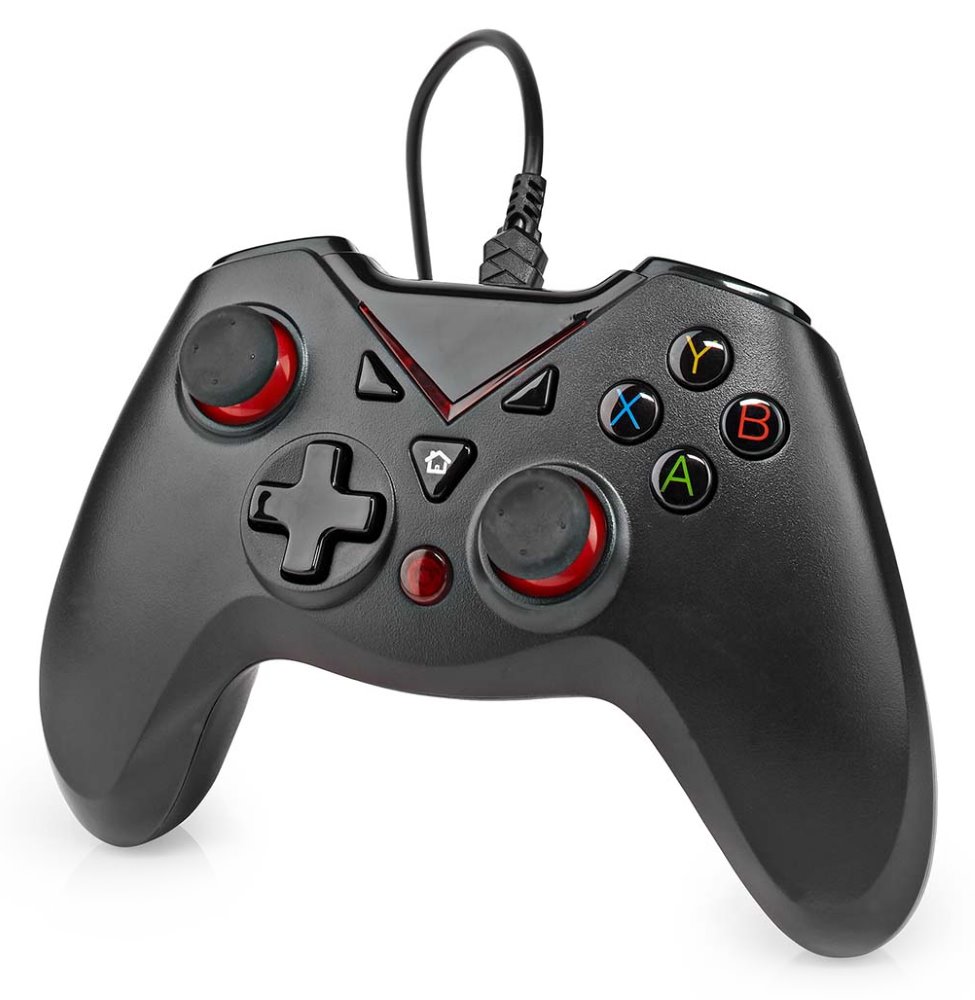 NEDIS gamepad/ USB-A/ napájení z USB/ pro PC/ počet tlačítek 12/ černý/ délka kabelu 1,60 m