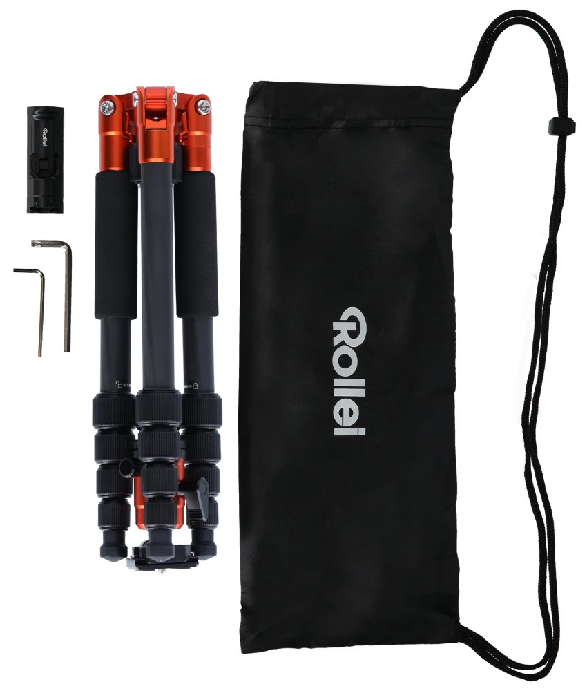 Rollei Stativ Compact Traveler No 1 Carbon/ Zátěž 8kg/ Vytažený 142 cm/ Karbon/ Oranžový