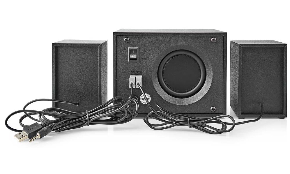 NEDIS herní reproduktory/ 2.1/ výkon 33 W/ 3,5 mm jack/ LED/ USB/ ovládání hlasitosti/ černé