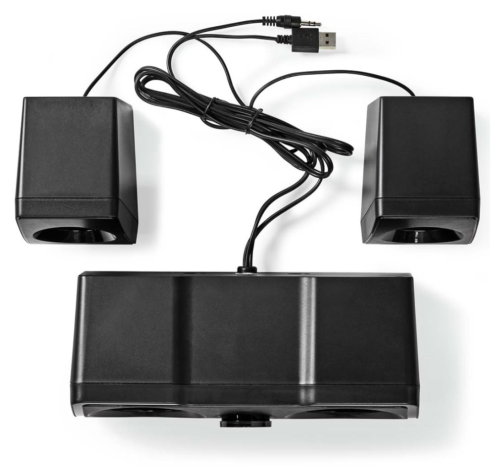 NEDIS herní reproduktory/ 2.2/ výkon 48 W/ 3,5 mm jack/ LED/ USB/ ovládání hlasitosti/ černé
