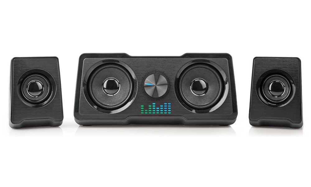 NEDIS herní reproduktory/ 2.2/ výkon 48 W/ 3,5 mm jack/ LED/ USB/ ovládání hlasitosti/ černé