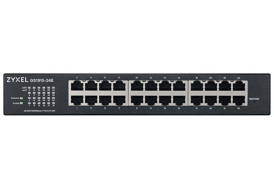 ZyXEL GS1915-24E, 24-port GbE Smart hybrid mode Switch, standalone or NebulaFlex Cloud, rackmount, fanless