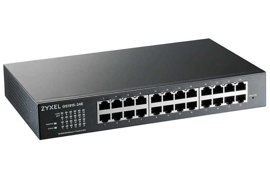 ZyXEL GS1915-24E, 24-port GbE Smart hybrid mode Switch, standalone or NebulaFlex Cloud, rackmount, fanless