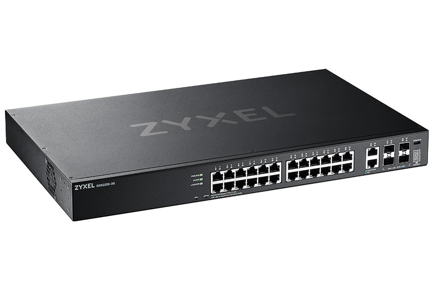 ZyXEL XGS2220-30, L3 Access Switch, 24x1G RJ45 2x10mG RJ45, 4x10G SFP+ Uplink, incl. 1 yr NebulaFlex Pro