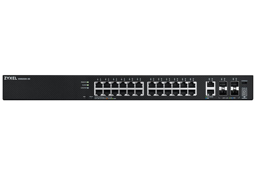 ZyXEL XGS2220-30, L3 Access Switch, 24x1G RJ45 2x10mG RJ45, 4x10G SFP+ Uplink, incl. 1 yr NebulaFlex Pro