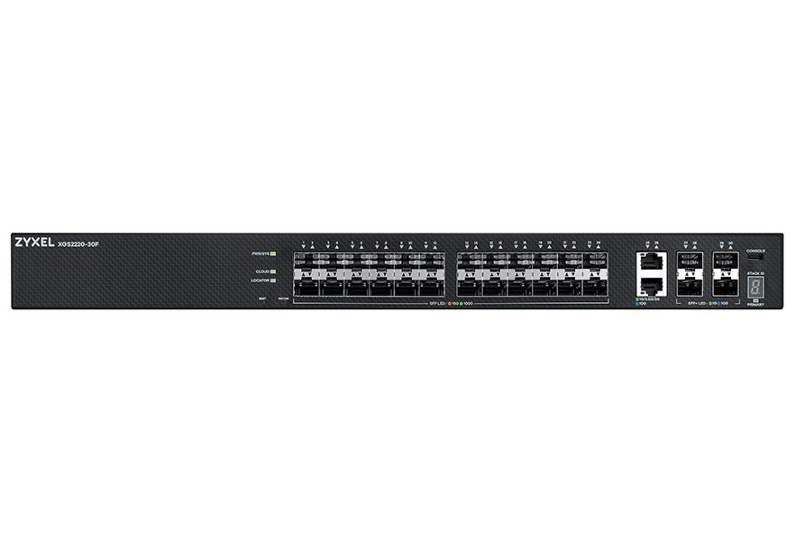 ZyXEL XGS2220-30F, L3 Access Switch, 24x1G SFP, 2x10mG RJ45, 4x10G SFP+ Uplink, incl. 1 yr NebulaFlex Pro