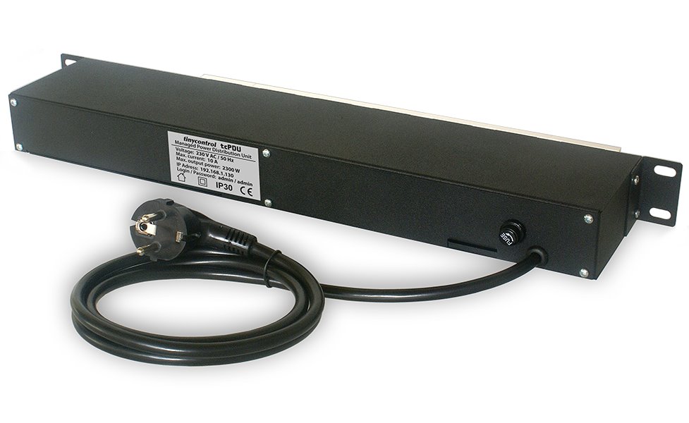 TINYCONTROL rackový distribuční modul síťového napájení 7port, měření spotřeby, MQTT, 1wire a I2C, 2 digitální vstupy