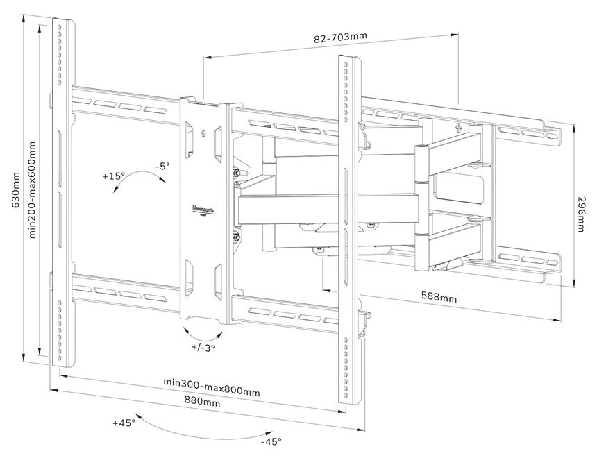 Neomounts Select  WL40S-950BL18 / Screen Wall Mount (full motion, VESA 800X600) / Black
