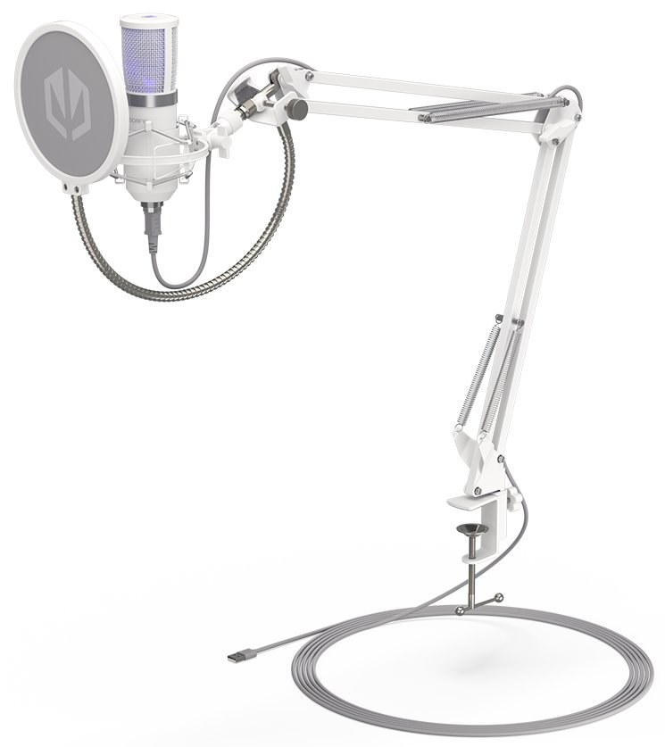 Endorfy mikrofon Streaming OWH / streamovací / rameno / pop-up filtr / 3,5mm jack / USB-C / bílý