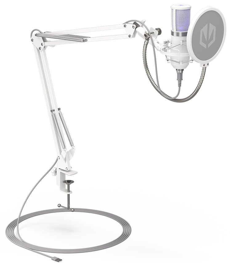 Endorfy mikrofon Streaming OWH / streamovací / rameno / pop-up filtr / 3,5mm jack / USB-C / bílý