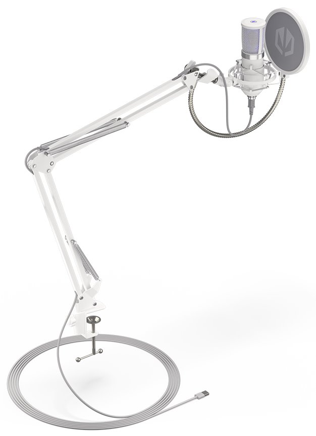 Endorfy mikrofon Streaming OWH / streamovací / rameno / pop-up filtr / 3,5mm jack / USB-C / bílý