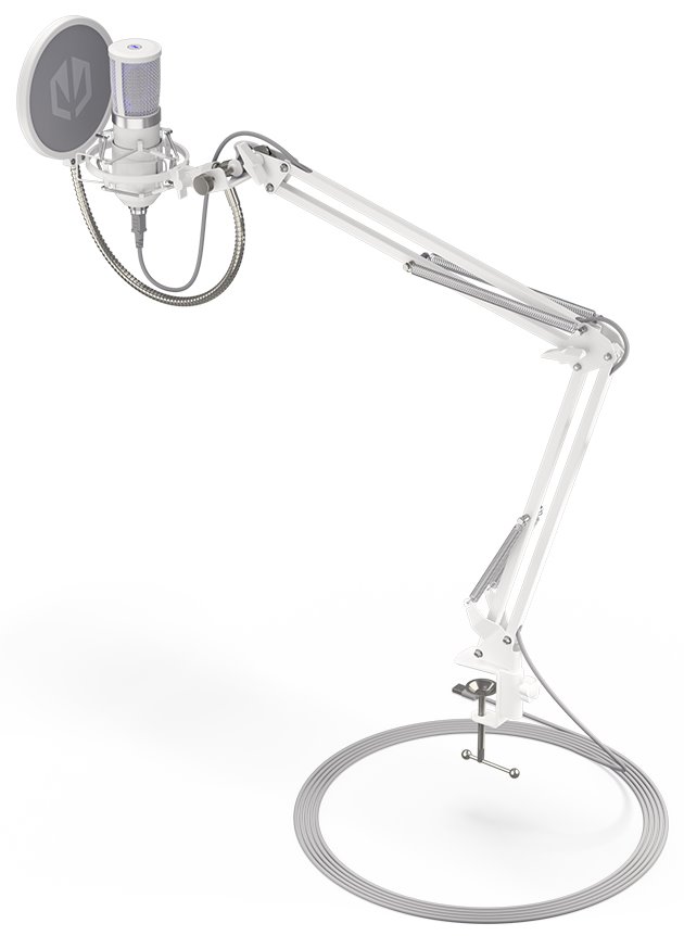 Endorfy mikrofon Streaming OWH / streamovací / rameno / pop-up filtr / 3,5mm jack / USB-C / bílý