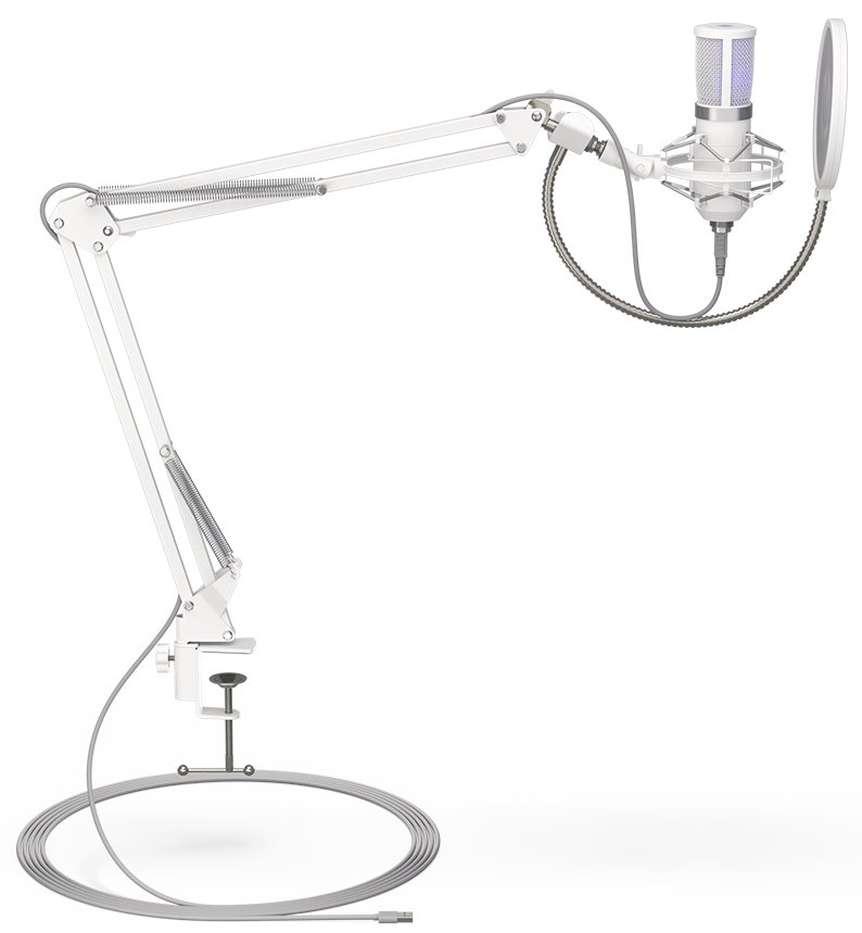 Endorfy mikrofon Streaming OWH / streamovací / rameno / pop-up filtr / 3,5mm jack / USB-C / bílý