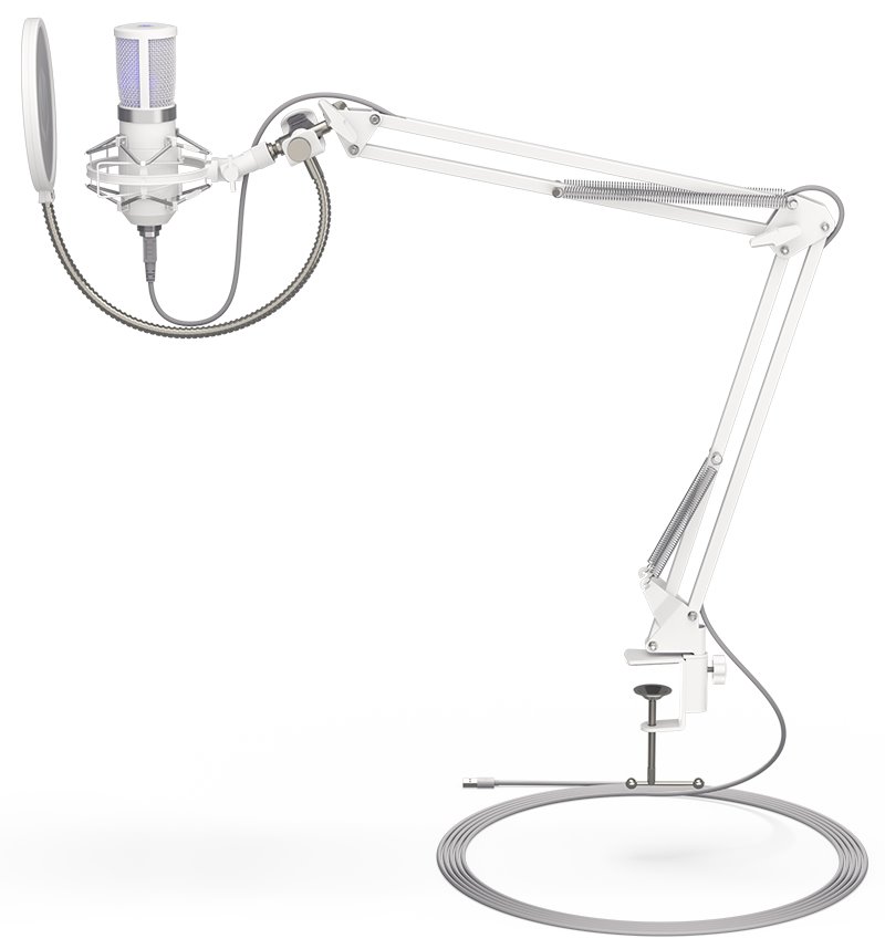 Endorfy mikrofon Streaming OWH / streamovací / rameno / pop-up filtr / 3,5mm jack / USB-C / bílý
