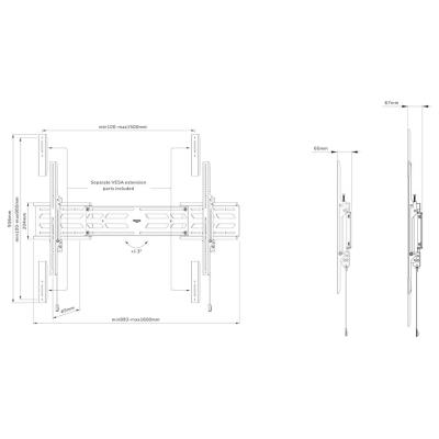 Neomounts Select  WL30S-950BL19 / Screen Wall Mount (fixed, VESA 100X100-1500X900) / Black
