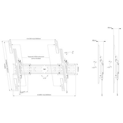 Neomounts Select  WL35S-950BL19 / Screen Wall Mount (tilt, VESA 100X100-1500X900) / Black