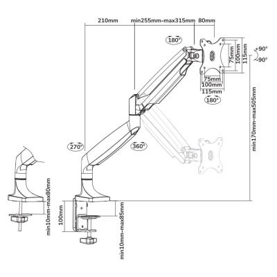 Neomounts Select  NM-D750WHITE / Flat Screen Desk mount (10-32") desk clamp/grommet / White