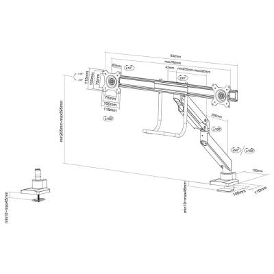 Neomounts Select  NM-D775DXWHITE / Flat Screen Desk mount (10-32") desk clamp/grommet / White
