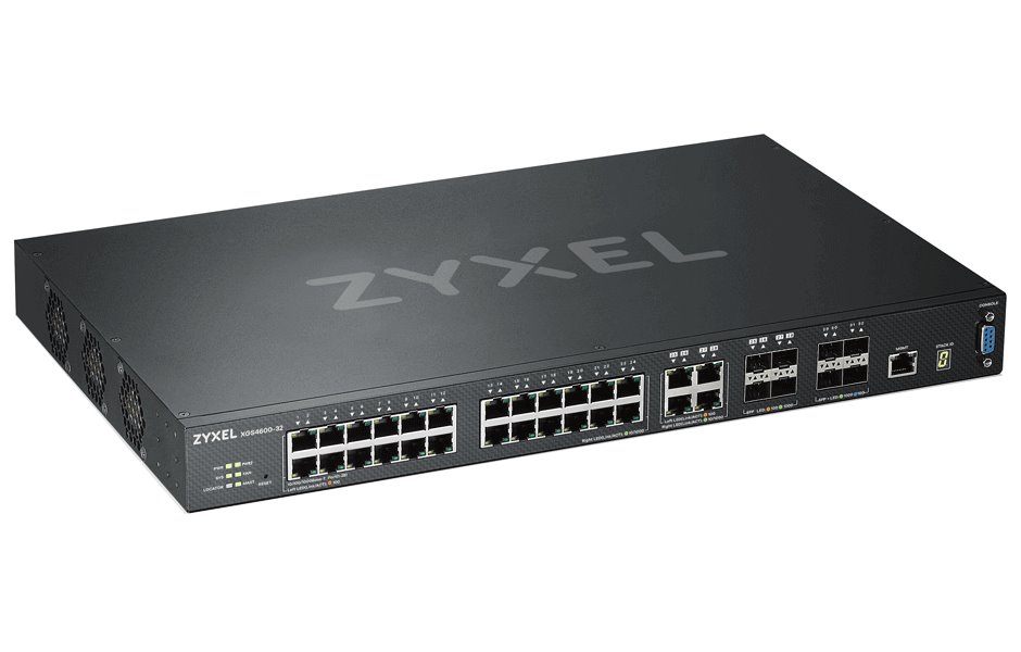 ZyXEL XGS4600-32 L3 Managed Switch, 28 port Gig, 4 dual pers. and 4x 10G SFP+, stackable, dual PSU