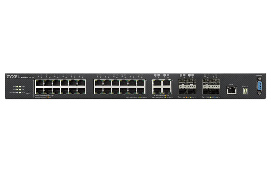 ZyXEL XGS4600-32 L3 Managed Switch, 28 port Gig, 4 dual pers. and 4x 10G SFP+, stackable, dual PSU
