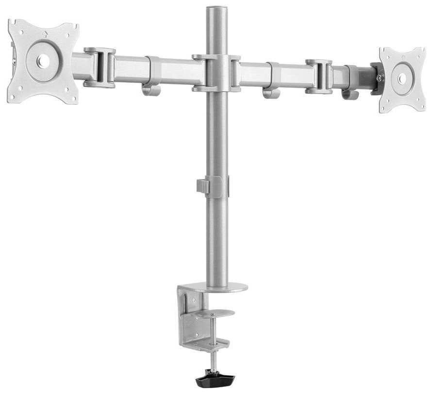 Neomounts Select NM-D135DSILVER/Držák displeje/na stůl/10-27"/svorka+průchodka/VESA 100X100/nosn. 2x 8kg/2 disp/stříbrný