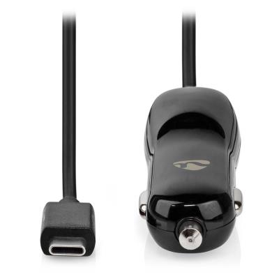 NEDIS nabíječka do auta/ 18 W/ 12 - 24 V DC/ 3.0 A/ USB-C/ černá/ kabel 1 m