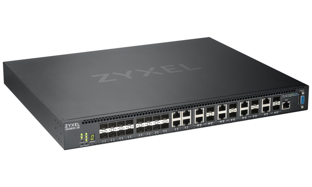 ZyXEL XS3800-28, 28-port 10GbE L2+ Managed Switch Nebula Flex Pro (dual AC,1 year NCC Pro pack license bundled)