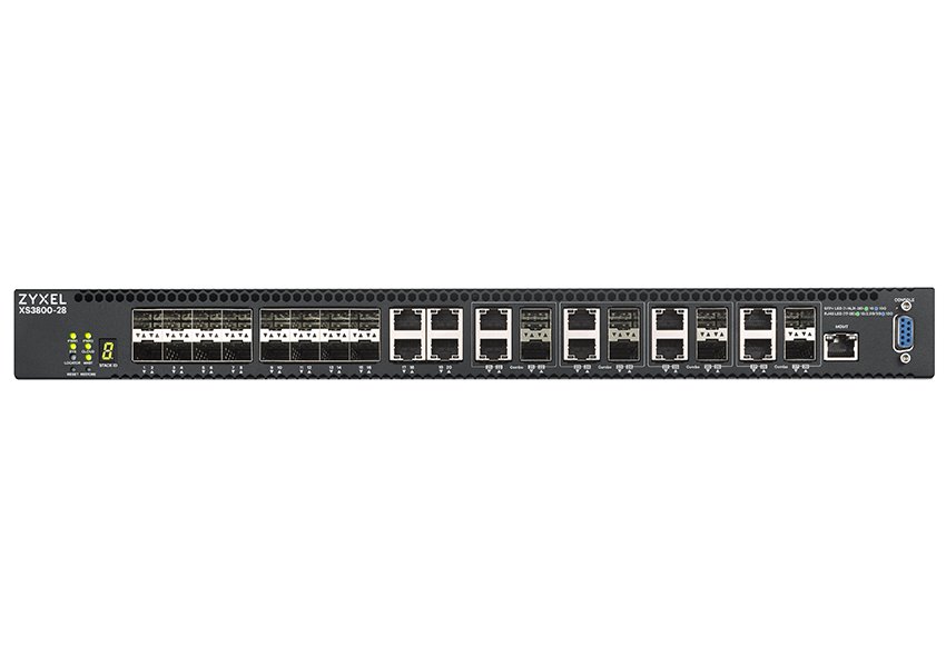 ZyXEL XS3800-28, 28-port 10GbE L2+ Managed Switch Nebula Flex Pro (dual AC,1 year NCC Pro pack license bundled)