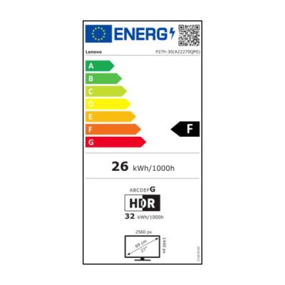 Lenovo P27h-30/ 27" IPS/ 2560x1440/ 16:9/ 350cd/m2/ 4ms/ HDMI/ DP/ USB/ USB-C/ LAN/ VESA/ PIVOT/ černý