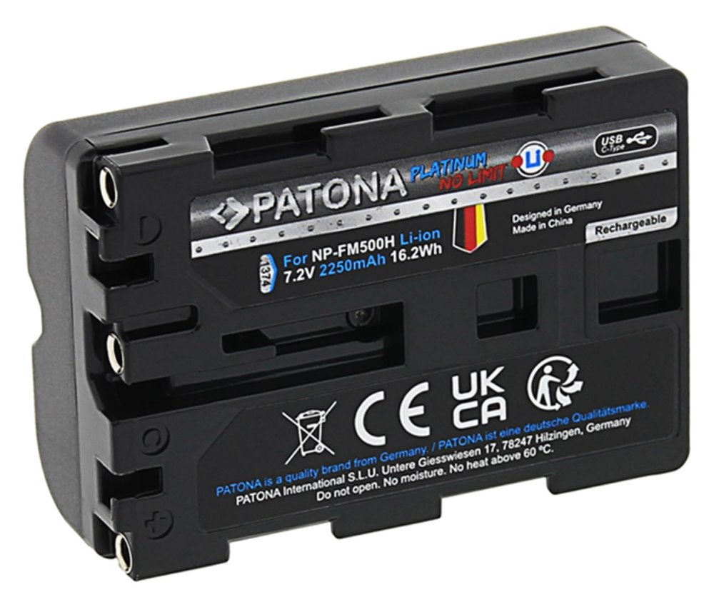 PATONA baterie pro foto Sony NP-FM500H 2250mAh Li-Ion Platinum USB-C nabíjení