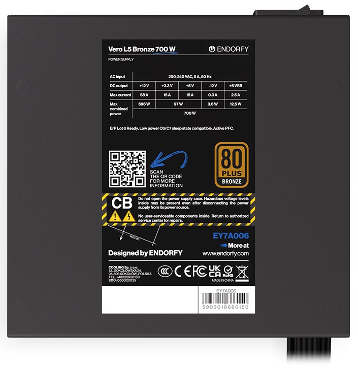 Endorfy zdroj Vero L5 Bronze 700W / ATX / 120mm / 80 Plus Bronze