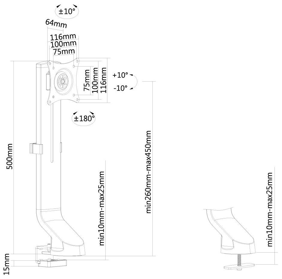 Neomounts FPMA-D860BLACK /Držák displeje/na stůl/10-37"/svorka+průchodka/VESA 100X100/nosn. 8kg/1 displej/černý