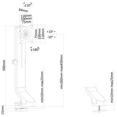 Neomounts FPMA-D860BLACK /Držák displeje/na stůl/10-37"/svorka+průchodka/VESA 100X100/nosn. 8kg/1 displej/černý