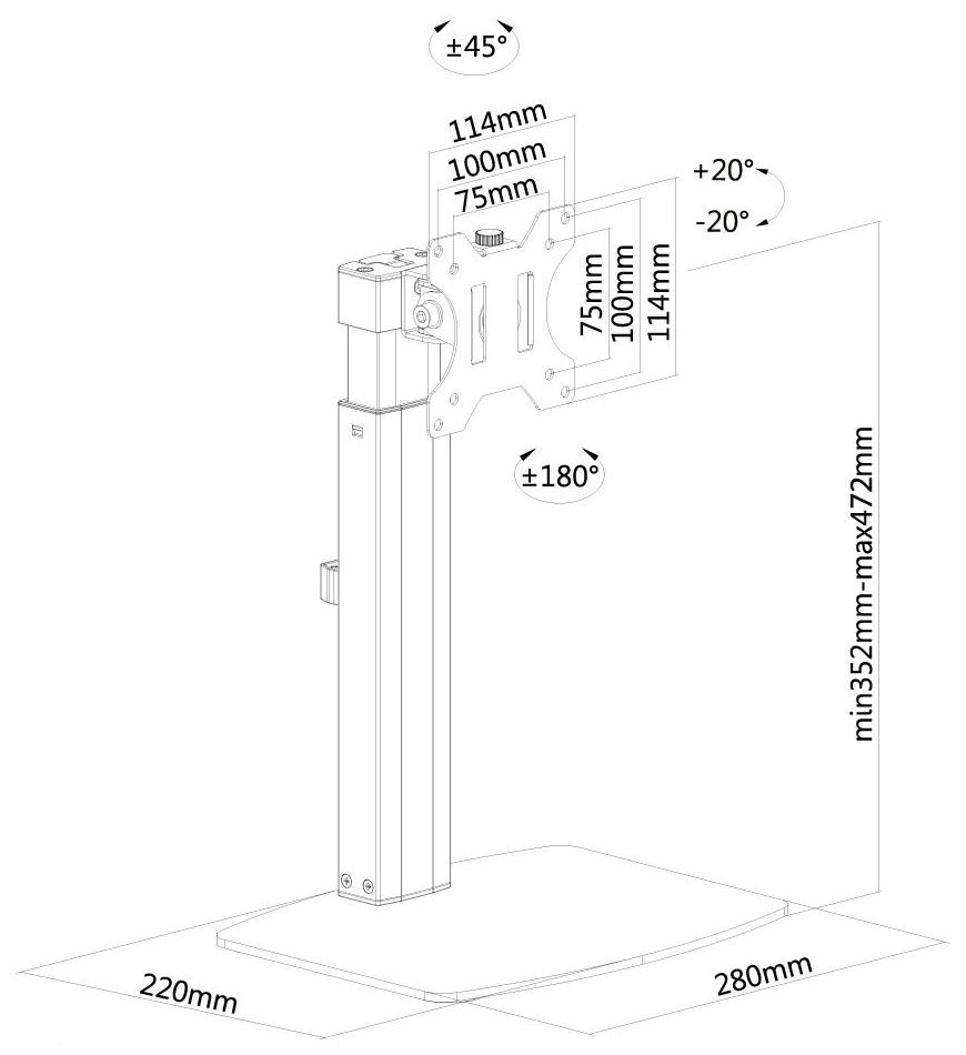 Neomounts FPMA-D865BLACK /Držák displeje/na stůl/10-32"/stojan/VESA 100X100/nosn. 7kg/1 displej/černý