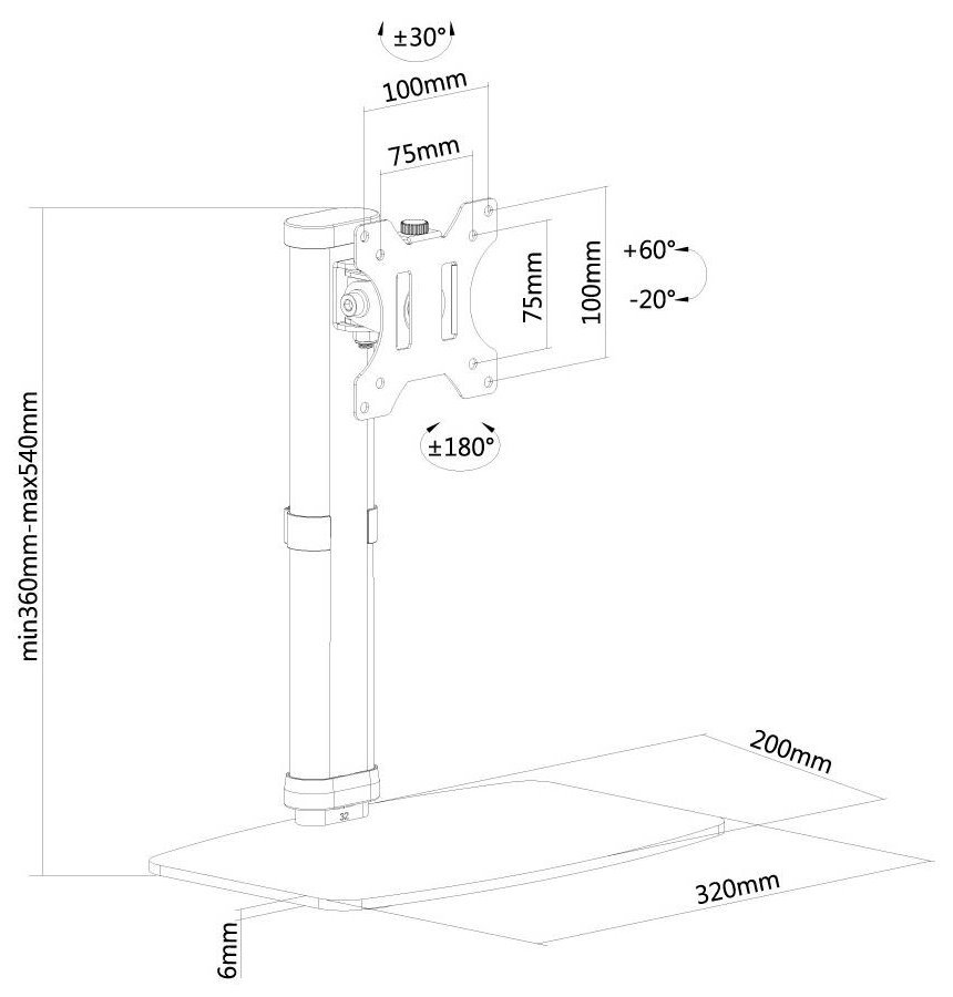 Neomounts FPMA-D890WHITE /Držák displeje/na stůl/10-30"/stojan/VESA 100X100/nosn. 6kg/1 displej/bílý