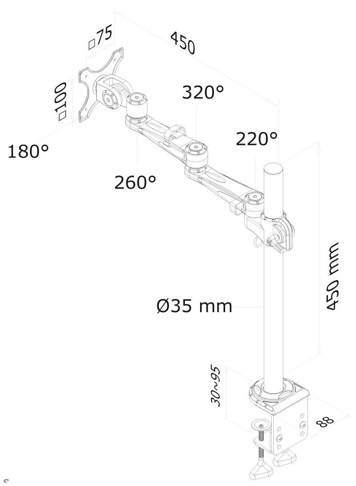 Neomounts FPMA-D935 /Držák displeje/na stůl/10-30"/svorka/3čepy/VESA 100X100/nosn.10kg/1 displej/stříbrný