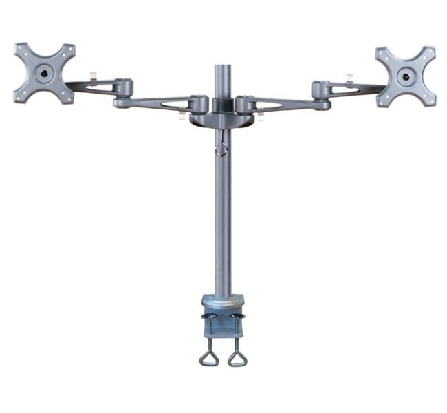 Neomounts FPMA-D935D /Držák displeje/na stůl/14-27"/svorka/3čepy/VESA 100X100/nosn.2x6kg/2 displeje/stříbrný