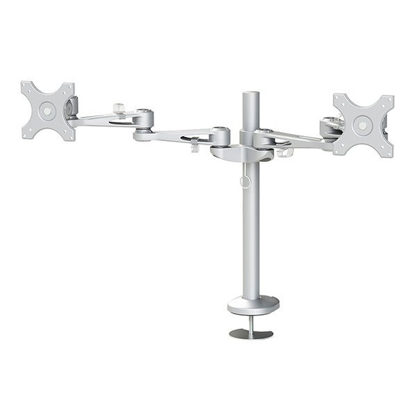 Neomounts FPMA-D935DG /Držák displeje/na stůl/10-27"/průchodka/3čepy/VESA 100X100/nosn.2x6kg/2 displeje/stříbrný