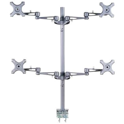 Neomounts FPMA-D935D4 /Držák displeje/na stůl/10-27"/svorka/3čepy/VESA 100X100/nosn.4x6kg/4 displeje/stříbrný