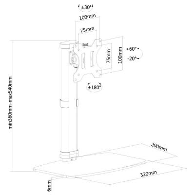 Neomounts FPMA-D890BLACK /Držák displeje/na stůl/10-30"/stojan/VESA 100X100/nosn. 6kg/1 displej/černý