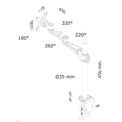 Neomounts FPMA-D935 /Držák displeje/na stůl/10-30"/svorka/3čepy/VESA 100X100/nosn.10kg/1 displej/stříbrný