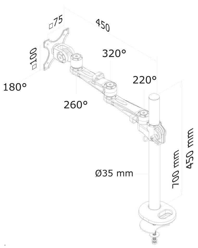 Neomounts FPMA-D935G /Držák displeje/na stůl/10-30"/průchodka/3čepy/VESA 100X100/nosn.10kg/1 displej/stříbrný